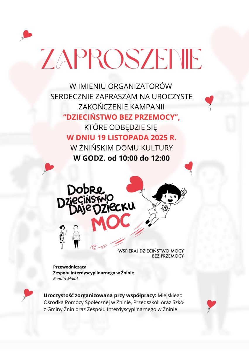 Zdjęcie: ZAPRASZAMY NA UROCZYSTE ZAKOŃCZENIE KAMPANII ,,DZIECIŃSTWO BEZ PRZEMOCY’’